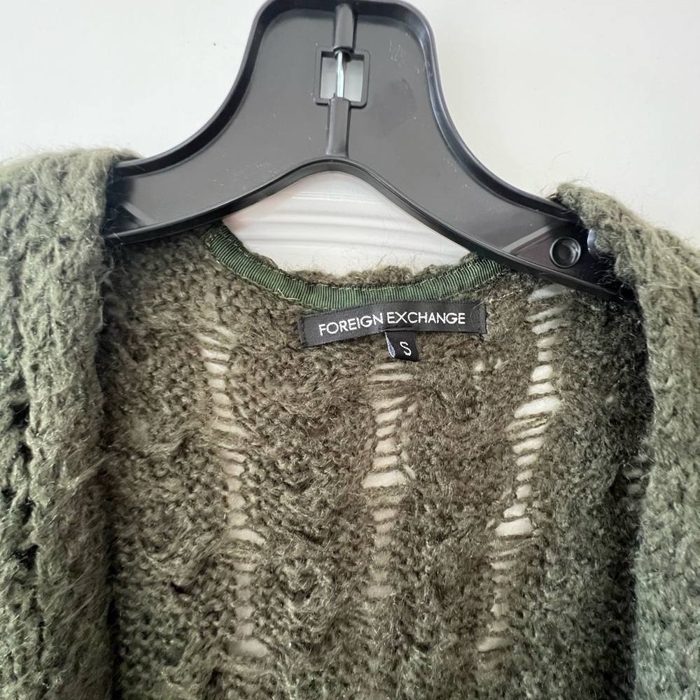 Foreign Exchange Green Cardigan with Chunky Knit Design